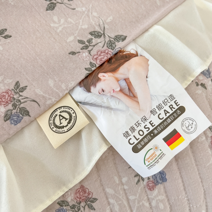 91家纺网 家纺一手货源 找家纺 同田家纺 2025新款A类水洗棉床盖夏被四件套 梦幻粉