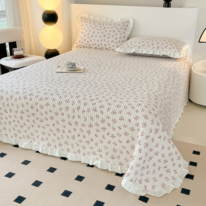 91家纺网 家纺一手货源 找家纺 同田家纺 2025新款A类水洗棉床盖夏被四件套 奶白