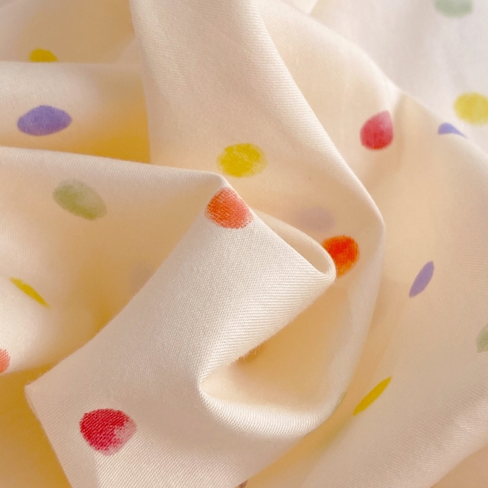 91家纺网 家纺一手货源 找家纺 金丝兔 2025新款ins小清新亲肤斜纹纯棉四件套 印花全棉夹棉床盖四件套 奶油波点