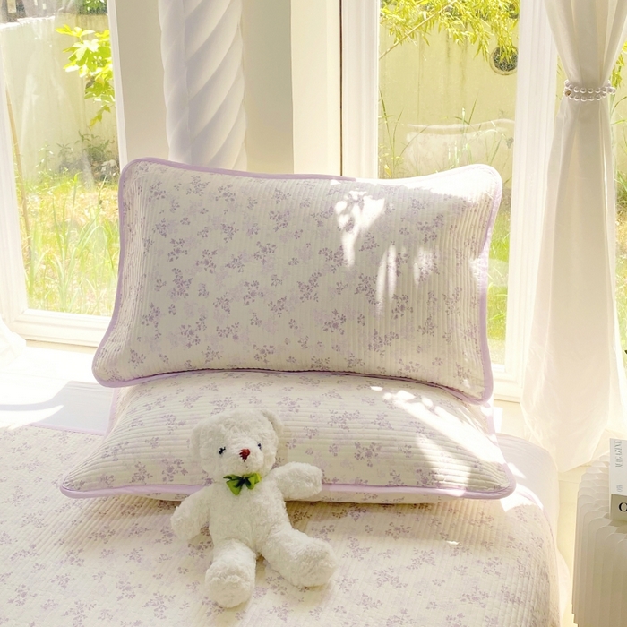 91家纺网 家纺一手货源 找家纺 金丝兔 2025新款ins小清新亲肤斜纹纯棉四件套 印花全棉夹棉床盖四件套 春风里