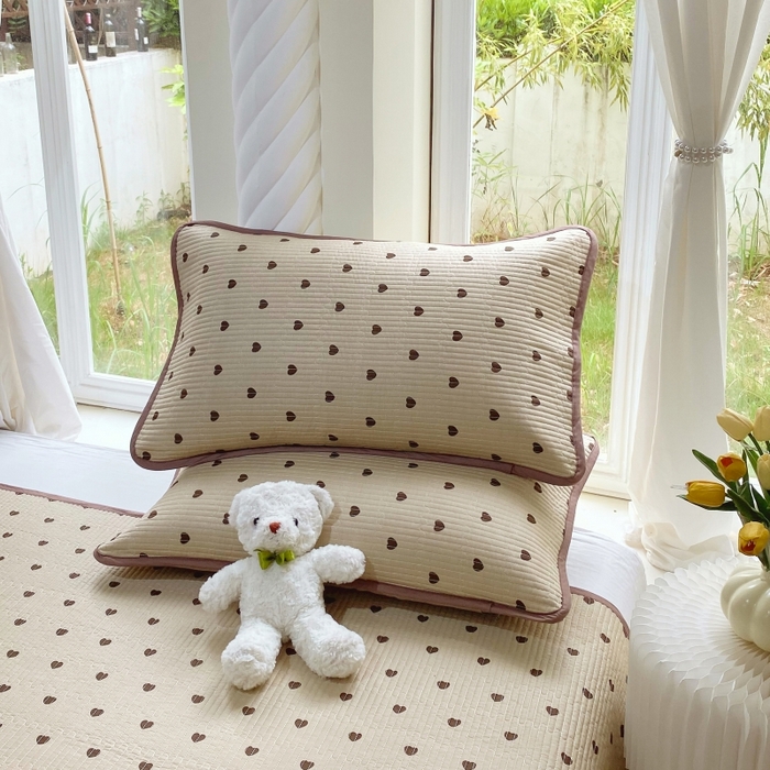 91家纺网 家纺一手货源 找家纺 金丝兔 2025新款ins小清新亲肤斜纹纯棉四件套 印花全棉夹棉床盖四件套 心恋