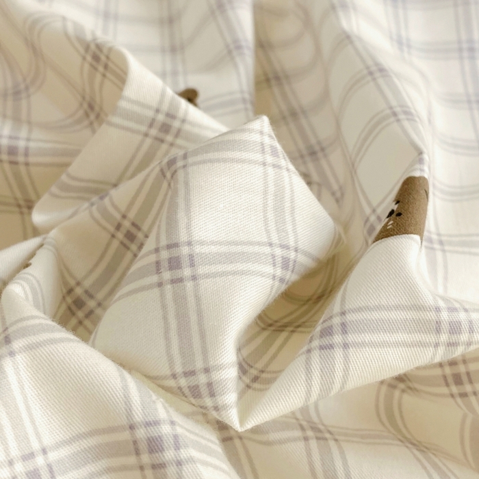 91家纺网 家纺一手货源 找家纺 金丝兔 2025新款ins小清新亲肤斜纹纯棉四件套 印花全棉夹棉床盖四件套 格子熊