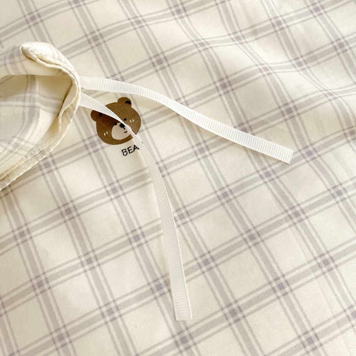 91家纺网 家纺一手货源 找家纺 金丝兔 2025新款ins小清新亲肤斜纹纯棉四件套 印花全棉夹棉床盖四件套 格子熊