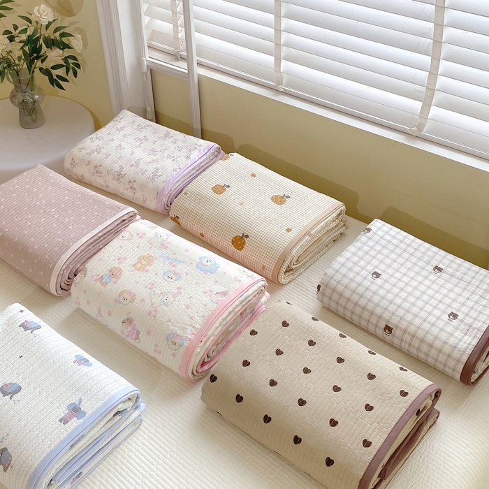 91家纺网 家纺一手货源 找家纺 （总）金丝兔 2025新款小清新斜纹纯棉床盖 全棉夹棉床盖 床盖三件套 榻榻米抗盖绗缝加厚床单