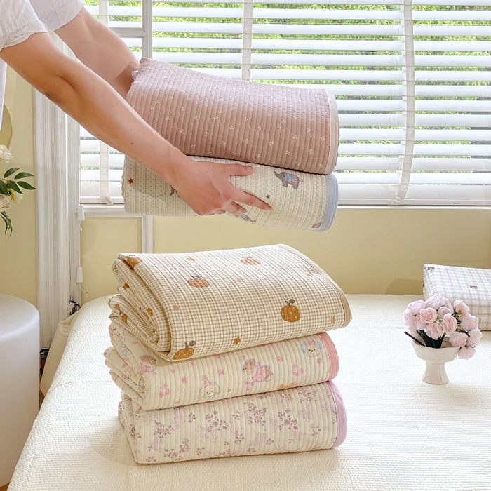 91家纺网 家纺一手货源 找家纺 （总）金丝兔 2025新款小清新斜纹纯棉床盖 全棉夹棉床盖 床盖三件套 榻榻米抗盖绗缝加厚床单