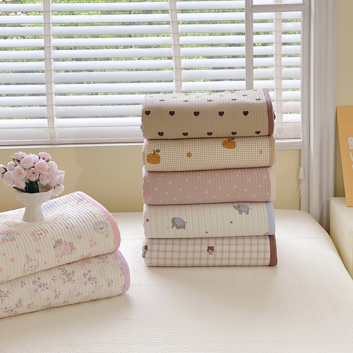 91家纺网 家纺一手货源 找家纺 （总）金丝兔 2025新款小清新斜纹纯棉床盖 全棉夹棉床盖 床盖三件套 榻榻米抗盖绗缝加厚床单