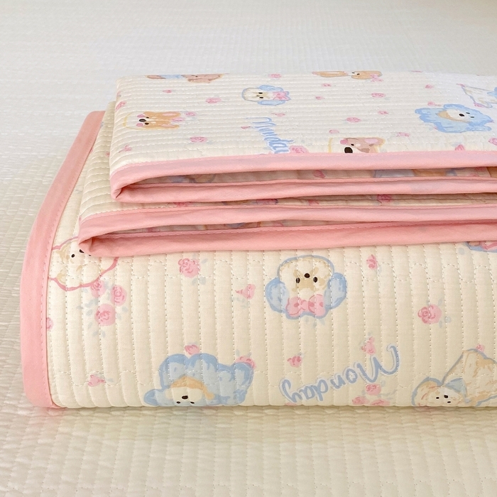 91家纺网 家纺一手货源 找家纺 （总）金丝兔 2025新款小清新斜纹纯棉床盖 全棉夹棉床盖 床盖三件套 榻榻米抗盖绗缝加厚床单