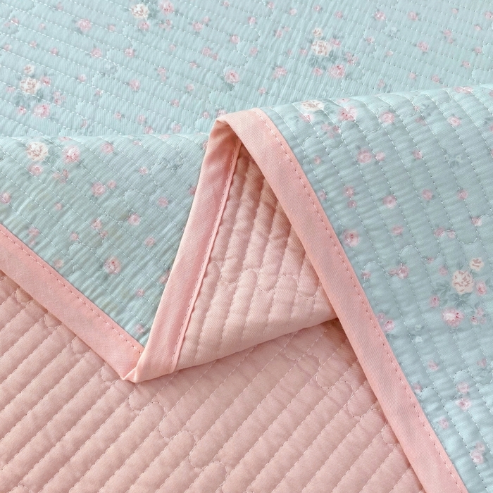 91家纺网 家纺一手货源 找家纺 金丝兔 2025新款小清新斜纹纯棉床盖 全棉夹棉床盖 床盖三件套 榻榻米抗盖绗缝加厚床单 云兰香