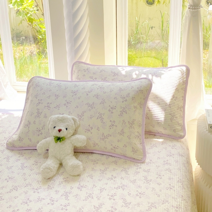 91家纺网 家纺一手货源 找家纺 金丝兔 2025新款小清新斜纹纯棉床盖 全棉夹棉床盖 床盖三件套 榻榻米抗盖绗缝加厚床单 春风里