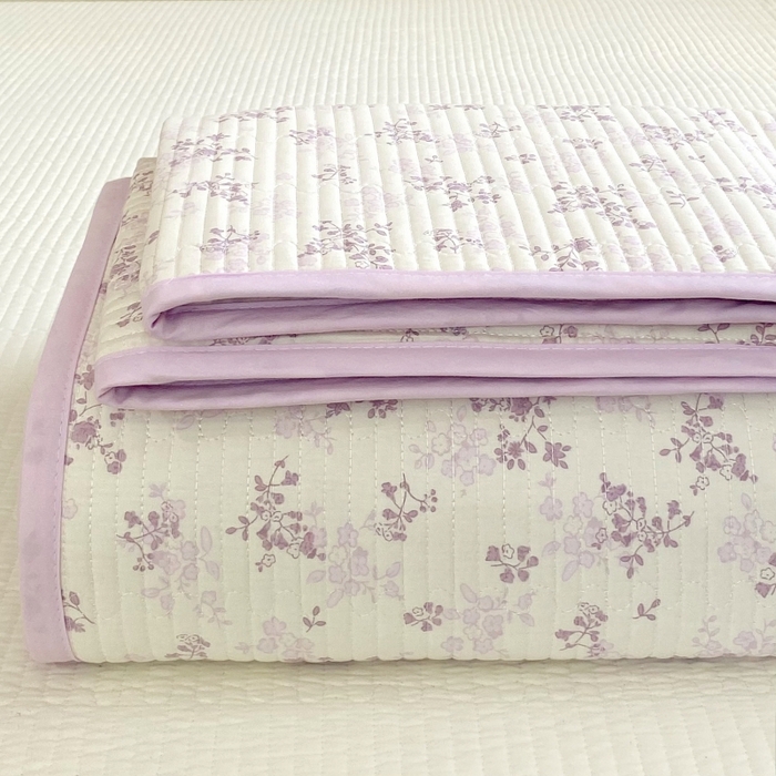 金丝兔 2025新款小清新斜纹纯棉床盖 全棉夹棉床盖 床盖三件套 榻榻米抗盖绗缝加厚床单 春风里