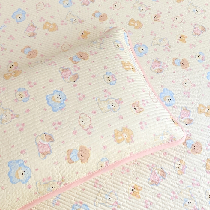 91家纺网 家纺一手货源 找家纺 金丝兔 2025新款小清新斜纹纯棉床盖 全棉夹棉床盖 床盖三件套 榻榻米抗盖绗缝加厚床单 萌宠乐园