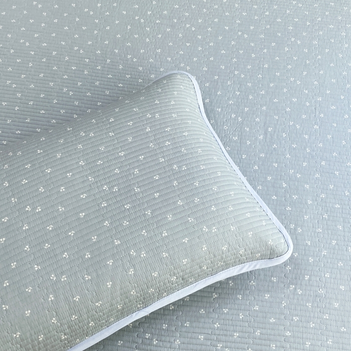 91家纺网 家纺一手货源 找家纺 金丝兔 2025新款小清新斜纹纯棉床盖 全棉夹棉床盖 床盖三件套 榻榻米抗盖绗缝加厚床单 樱桃-蓝