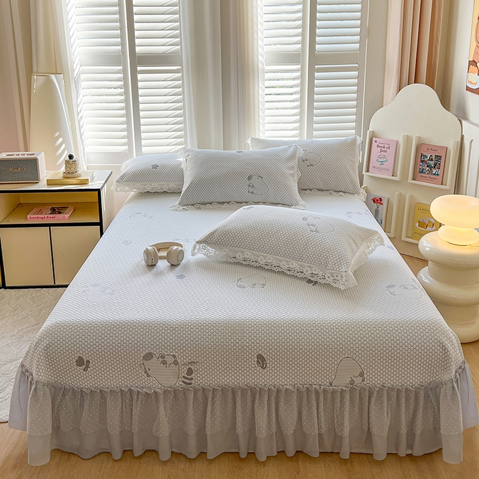 91家纺网 家纺一手货源 找家纺 网红馆（ck家纺）  2025新款简单爱 豆豆床盖三件套 卡皮灰