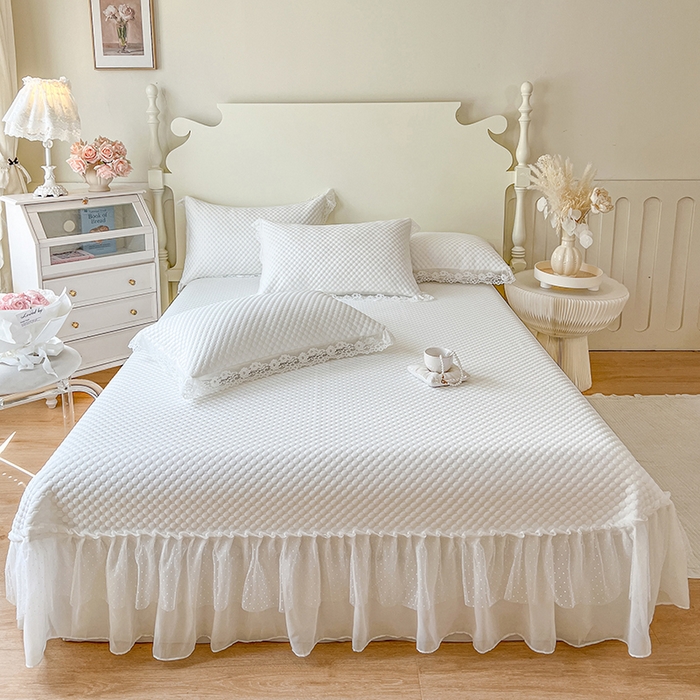 91家纺网 家纺一手货源 找家纺 网红馆（ck家纺）  2025新款简单爱 豆豆床盖三件套 月白