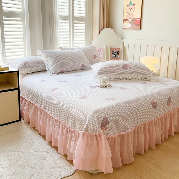 91家纺网 家纺一手货源 找家纺 网红馆（ck家纺）  2025新款简单爱 豆豆床盖三件套 草莓