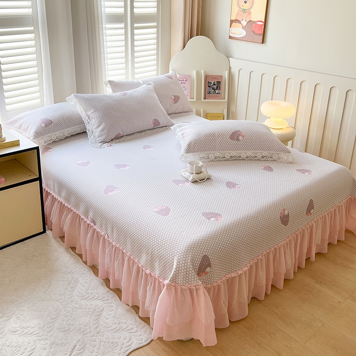 91家纺网 家纺一手货源 找家纺 网红馆（ck家纺）  2025新款简单爱 豆豆床盖三件套 草莓