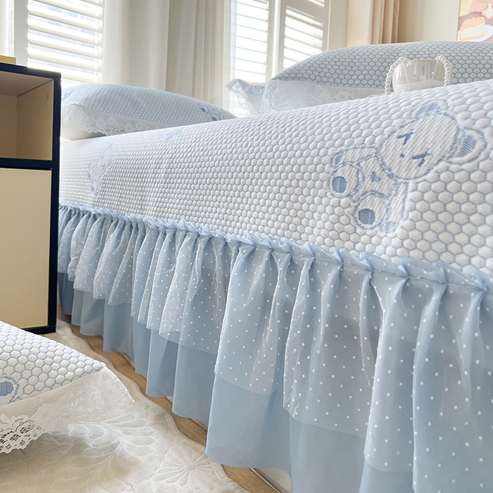 91家纺网 家纺一手货源 找家纺 网红馆（ck家纺）  2025新款简单爱 豆豆床盖三件套 呆熊蓝