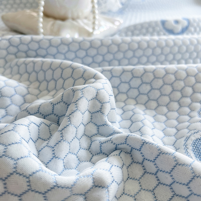 91家纺网 家纺一手货源 找家纺 网红馆（ck家纺）  2025新款简单爱 豆豆床盖三件套 呆熊蓝