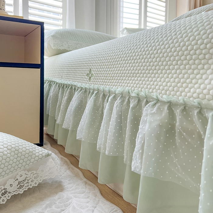 91家纺网 家纺一手货源 找家纺 网红馆（ck家纺）  2025新款简单爱 豆豆床盖三件套 呆熊绿