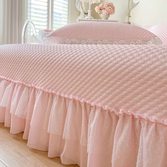 91家纺网 家纺一手货源 找家纺 网红馆（ck家纺）  2025新款简单爱 豆豆床盖三件套 粉玉