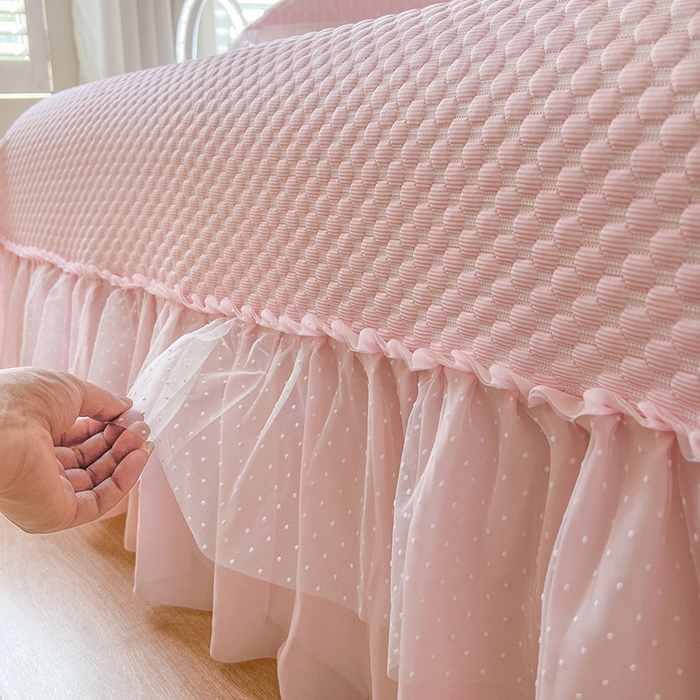 91家纺网 家纺一手货源 找家纺 网红馆（ck家纺）  2025新款简单爱 豆豆床盖三件套 粉玉