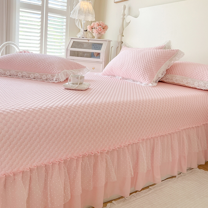 91家纺网 家纺一手货源 找家纺 网红馆（ck家纺）  2025新款简单爱 豆豆床盖三件套 粉玉