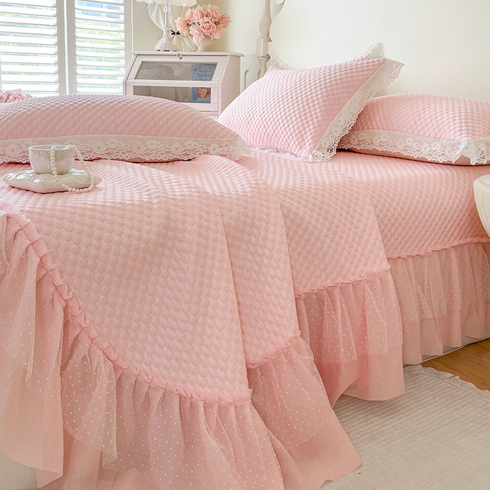 91家纺网 家纺一手货源 找家纺 网红馆（ck家纺）  2025新款简单爱 豆豆床盖三件套 粉玉