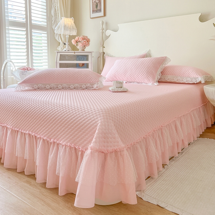 91家纺网 家纺一手货源 找家纺 网红馆（ck家纺）  2025新款简单爱 豆豆床盖三件套 粉玉