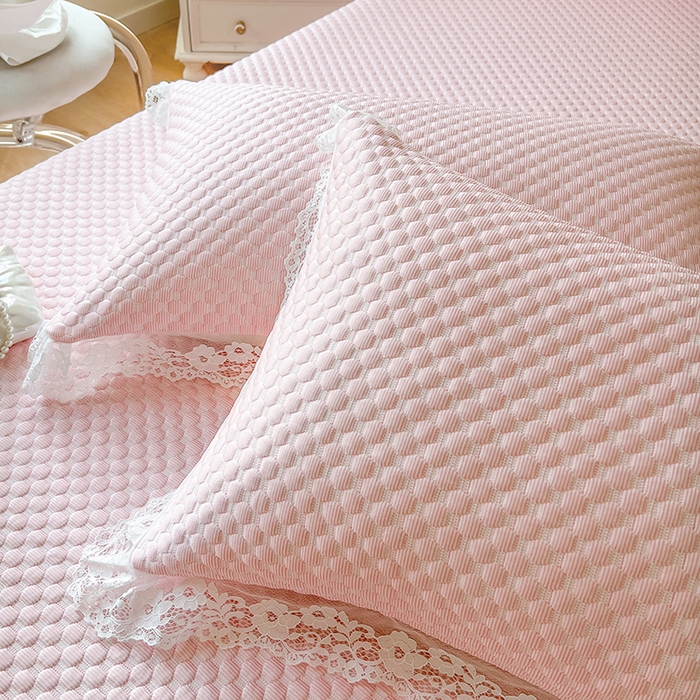 91家纺网 家纺一手货源 找家纺 网红馆（ck家纺）  2025新款简单爱 豆豆床盖三件套 粉玉