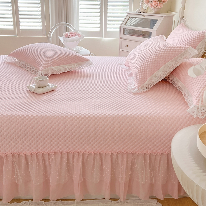 91家纺网 家纺一手货源 找家纺 网红馆（ck家纺）  2025新款简单爱 豆豆床盖三件套 粉玉