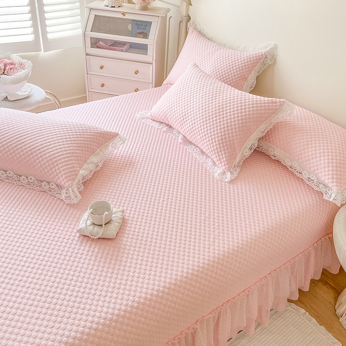 91家纺网 家纺一手货源 找家纺 网红馆（ck家纺）  2025新款简单爱 豆豆床盖三件套 粉玉