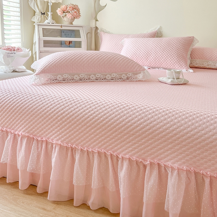 91家纺网 家纺一手货源 找家纺 网红馆（ck家纺）  2025新款简单爱 豆豆床盖三件套 粉玉