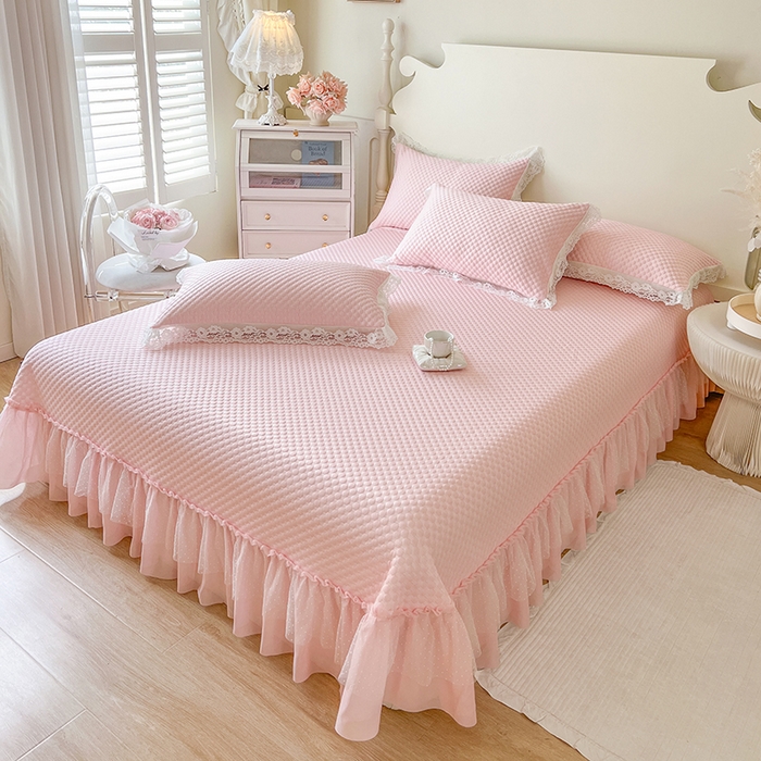 91家纺网 家纺一手货源 找家纺 网红馆（ck家纺）  2025新款简单爱 豆豆床盖三件套 粉玉