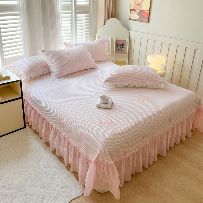 91家纺网 家纺一手货源 找家纺 网红馆（ck家纺）  2025新款简单爱 豆豆床盖三件套 卡皮粉