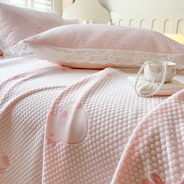 91家纺网 家纺一手货源 找家纺 网红馆（ck家纺）  2025新款简单爱 豆豆床盖三件套 卡皮粉