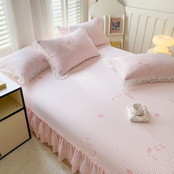 91家纺网 家纺一手货源 找家纺 网红馆（ck家纺）  2025新款简单爱 豆豆床盖三件套 卡皮粉