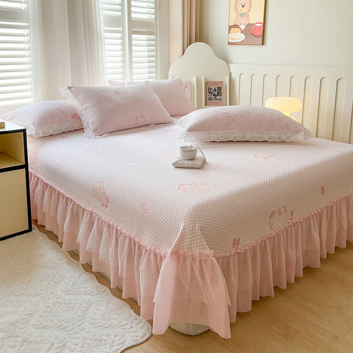 91家纺网 家纺一手货源 找家纺 网红馆（ck家纺）  2025新款简单爱 豆豆床盖三件套 卡皮粉