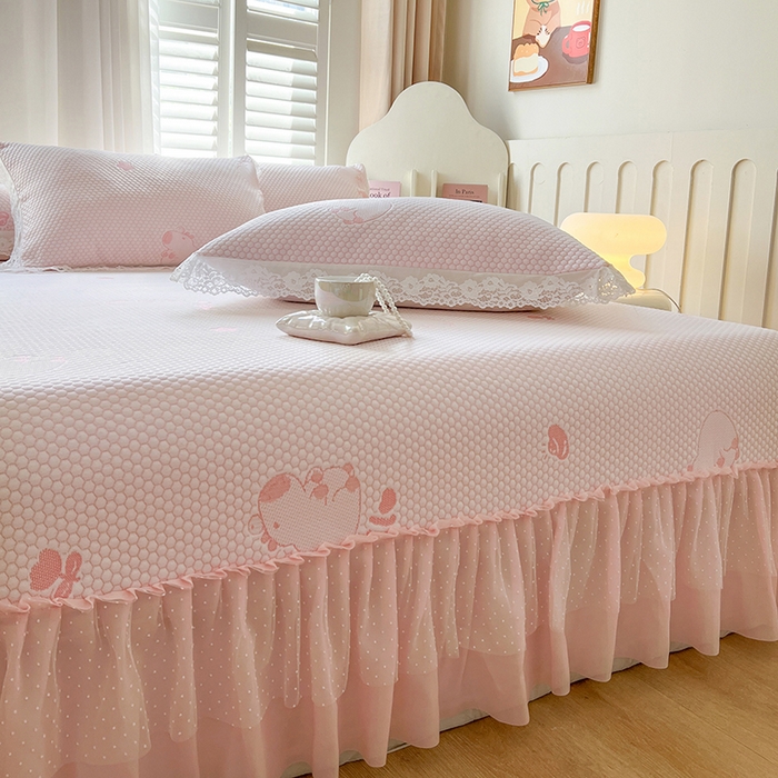 91家纺网 家纺一手货源 找家纺 网红馆（ck家纺）  2025新款简单爱 豆豆床盖三件套 卡皮粉