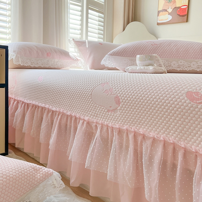 91家纺网 家纺一手货源 找家纺 网红馆（ck家纺）  2025新款简单爱 豆豆床盖三件套 卡皮粉