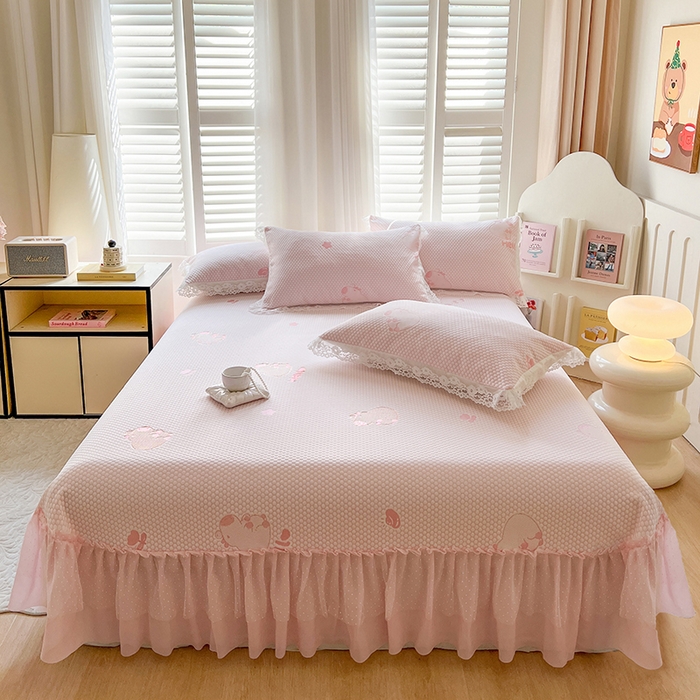 网红馆（ck家纺）  2025新款简单爱 豆豆床盖三件套 卡皮粉