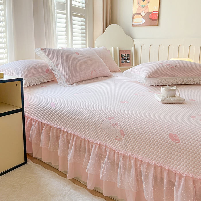 91家纺网 家纺一手货源 找家纺 网红馆（ck家纺）  2025新款简单爱 豆豆床盖三件套 卡皮粉