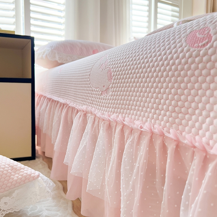 91家纺网 家纺一手货源 找家纺 网红馆（ck家纺）  2025新款简单爱 豆豆床盖三件套 卡皮粉