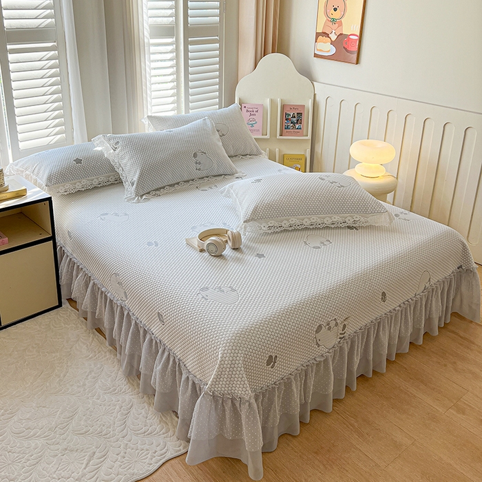 91家纺网 家纺一手货源 找家纺 网红馆（ck家纺）  2025新款简单爱 豆豆床盖三件套 卡皮灰