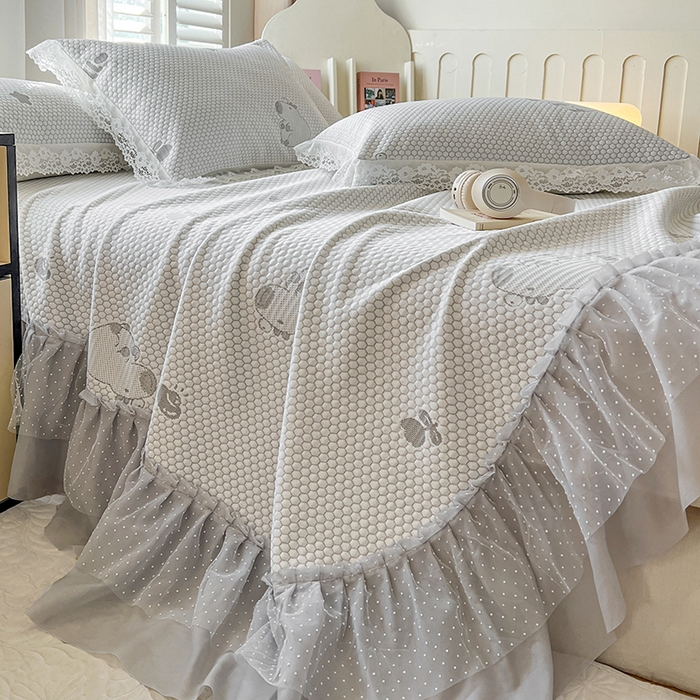 91家纺网 家纺一手货源 找家纺 网红馆（ck家纺）  2025新款简单爱 豆豆床盖三件套 卡皮灰