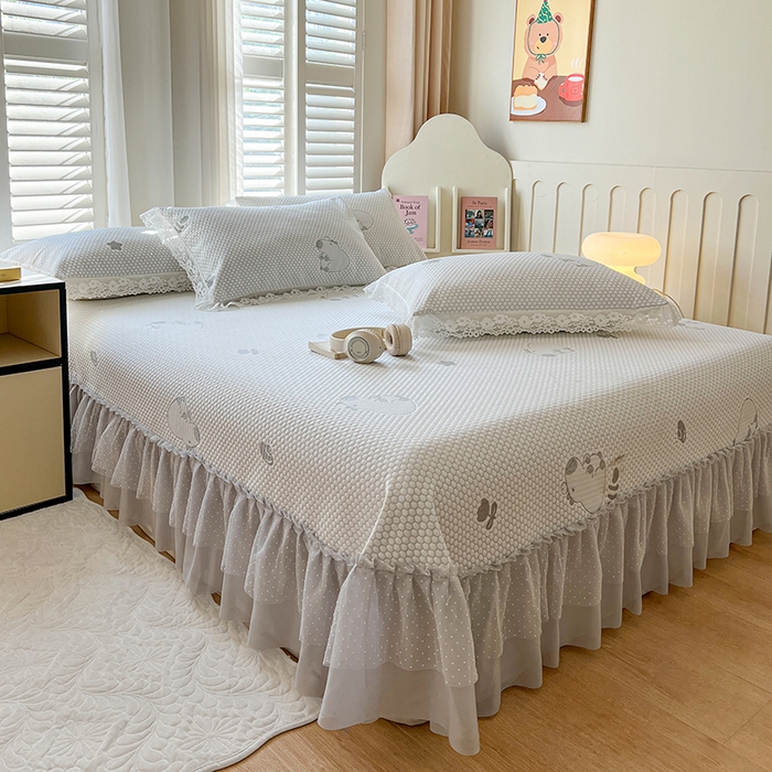 91家纺网 家纺一手货源 找家纺 网红馆（ck家纺）  2025新款简单爱 豆豆床盖三件套 卡皮灰