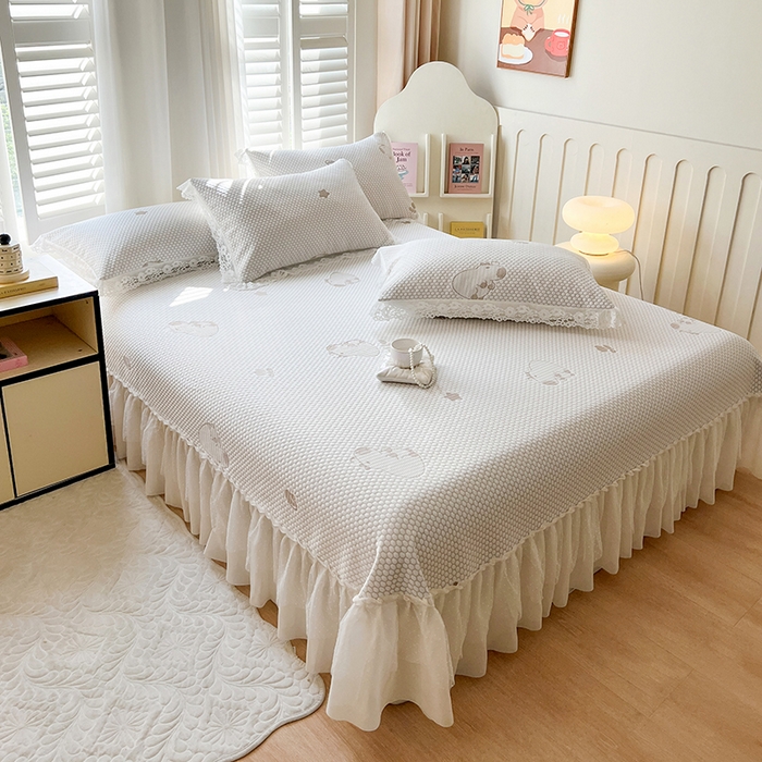 91家纺网 家纺一手货源 找家纺 网红馆（ck家纺）  2025新款简单爱 豆豆床盖三件套 卡皮咖