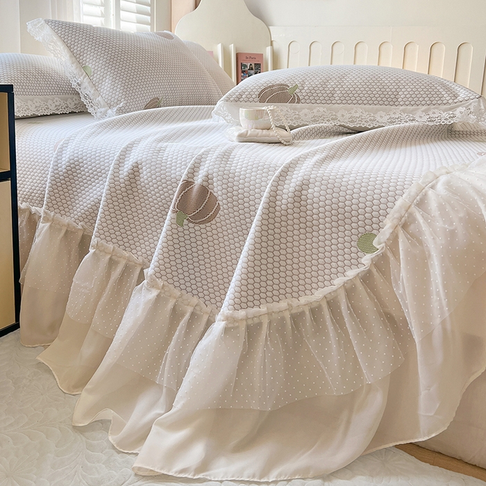 91家纺网 家纺一手货源 找家纺 网红馆（ck家纺）  2025新款简单爱 豆豆床盖三件套 南瓜