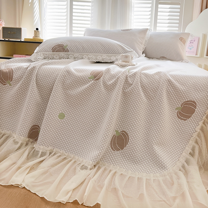 91家纺网 家纺一手货源 找家纺 网红馆（ck家纺）  2025新款简单爱 豆豆床盖三件套 南瓜