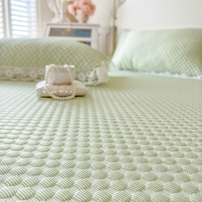 91家纺网 家纺一手货源 找家纺 网红馆（ck家纺）  2025新款简单爱 豆豆床盖三件套 水绿