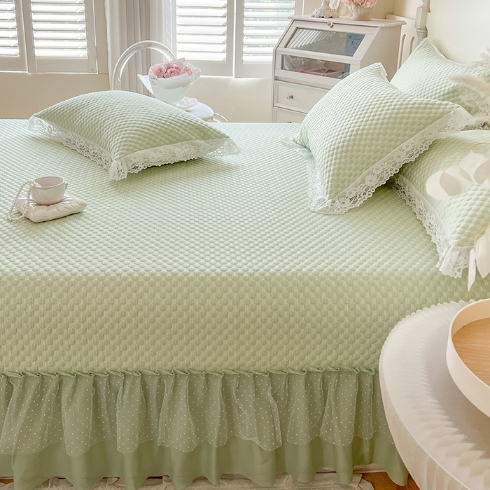 91家纺网 家纺一手货源 找家纺 网红馆（ck家纺）  2025新款简单爱 豆豆床盖三件套 水绿